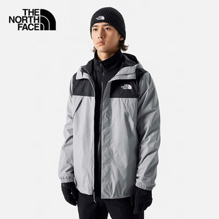 北面（The North Face）三合一冲锋衣男软壳内胆户外运动防水保暖外套|7W7T GVV/灰色 L175/100