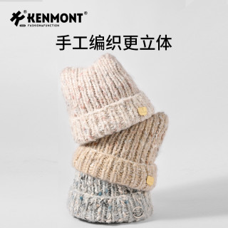 88VIP：KENMONT 卡蒙 手工织猫耳朵帽子百搭保暖护耳可爱针织帽