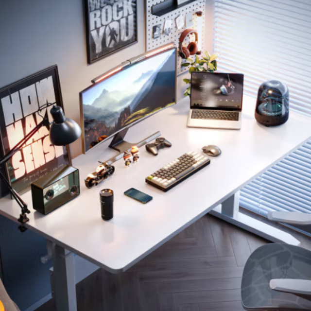 NSE 耐赛尔 升降落地电脑桌 暖白80cm