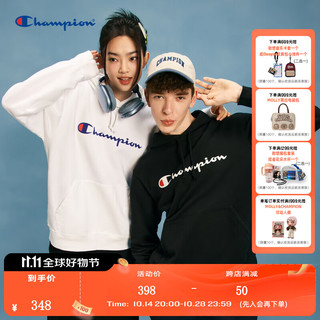 Champion 冠军2021秋季新款纯棉草字LOGO长袖连帽衫卫衣无性别男女情侣