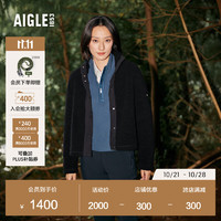 AIGLE 艾高 20保暖时尚耐穿全按扣抓绒衣外套女 黑色 AO218 36(160/84A)