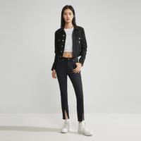 卡尔文·克莱恩 Calvin Klein Jeans 女士刺绣开衩高腰紧身牛仔裤 J220475