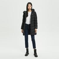 卡尔文·克莱恩 Calvin Klein CK Jeans秋冬女士毛领连帽刺绣鸭绒绗缝中长款羽绒服外套ZW01837