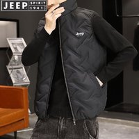 移动端、京东百亿补贴：JEEP SPIRIT 1941 ESTD吉普马甲男冬季立领棉马夹保暖外套男青少短款坎肩休闲帅气潮流 黑色 6XL(185-205斤)