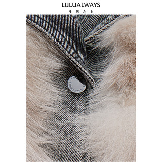 LULUALWAYS24冬季时尚复古牛仔拼接保暖派克服女