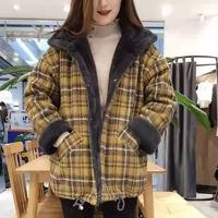 百亿补贴：雪暖2024羊羔毛棉衣外套女秋冬宽松格子加绒加厚棉服呢子大衣外套