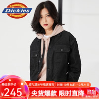 dickies外套字母印花新复古回潮牛仔夹克 女式短款时尚休闲薄外套 10142 牛仔黑(梭织) M