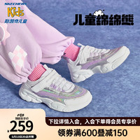 Skechers斯凯奇男童鞋儿童运动鞋秋冬女熊猫鞋轻便防滑大童跑步鞋406118L 白色/薰衣草色/WLV/镭射 33码