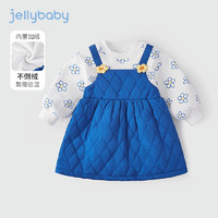 JELLYBABY【夹棉保暖】2024年秋冬婴幼裙子女童连衣裙假两件 蓝色 130