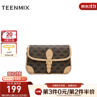 TEENMIX 天美意 2024夏时尚印花拼色潮流女斜挎包X2909BX4 啡棕 F