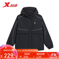 XTEP 特步 外套风衣双层运动外出上衣976127150516 正黑色 XL