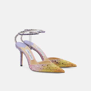 JIMMY CHOO 周仰杰 Saeda 100缀饰缎布高跟鞋 P00926238 多色 CN 38