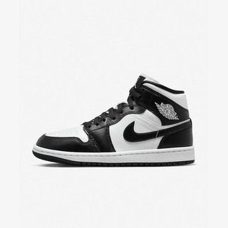 NIKE 耐克 女鞋Air Jordan 1 Mid 黑白熊猫中帮复古篮球鞋