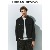 URBAN REVIVO UR2024秋季新款男装轻熟气质logo皮标洗水牛仔外套UMM840023