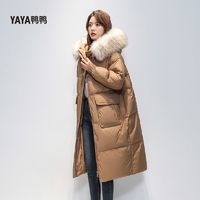 百亿补贴：YAYA 鸭鸭羽绒服 鸭鸭长款羽绒服女2024冬新款爆款过膝加厚保暖大毛领冬季外套