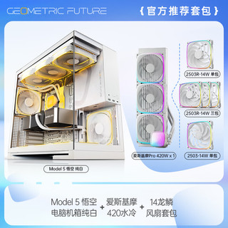 几何未来（GeometricFuture）Model 5 悟空纯白电脑机箱+420水冷排+14龙鳞风扇/海景房/4090显卡/Type-C/风扇水冷套包