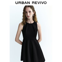 URBAN REVIVO UR2024秋季新款女装时尚气质显瘦小黑裙无袖连衣裙UYY740008