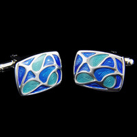 sibada 斯巴达 蓝色旋律 滴胶彩袖扣法式衬衫袖钉男士袖口商务衬衣男女款