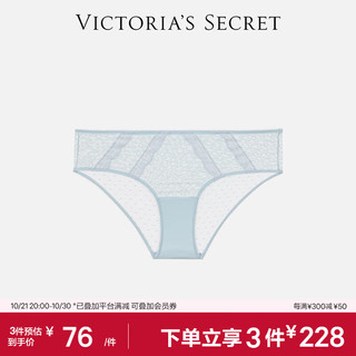 VICTORIA'S SECRET 花漾蕾丝拼接轻薄网纱梦幻舒适女士内裤 48PF浅蓝色 11256143 S