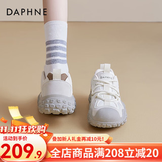 DAPHNE 达芙妮 登山鞋女2024夏秋运动鞋丑萌户外徒步防滑老爹鞋德训鞋 米色 36