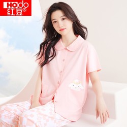 Hodo 红豆 100%棉可爱印花睡衣纯棉短袖家居服女套装女士套装