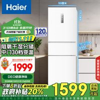 Haier 海尔 255升风冷无霜三开门多门电冰箱小户型家用宿舍出租房一级能效BCD-255WLHC35EWVU1