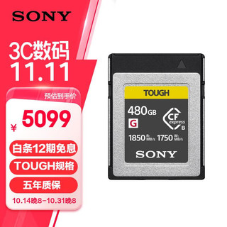 SONY 索尼 480GB CFexpress Type B 存储卡 读速1850MB/s 三防卡 支持VPG400 CEB-G480T