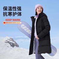 SKECHERS 斯凯奇 24年冬新款石墨烯保暖加厚连帽羽绒服女长款