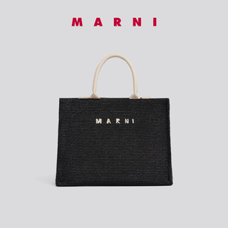 MARNI 女士大号刺绣LOGO手提包编织托特包