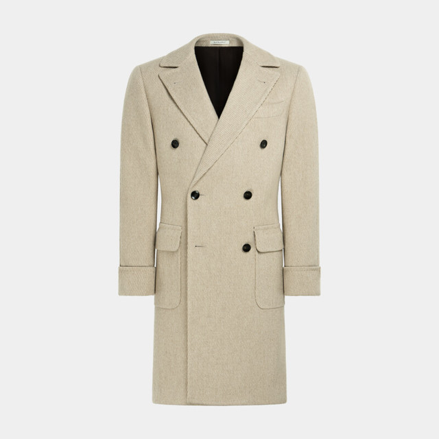 SUITSUPPLY 奥莱秋冬SUITSUPPLY浅棕色毛呢大衣S110支羊毛男士Polo领外套休闲