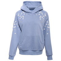 LIEBO 裂帛 2024秋季商场同款原创设计小众国风蓝色长袖连帽卫衣