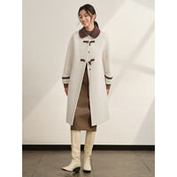 HEILAN HOME 海澜优选 娃娃领牛角扣骆驼绒大衣女24秋季新品双面羊毛毛呢外套