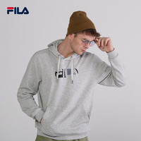 FILA 斐乐 男款针织连帽衣时尚宽松休闲卫衣印花套头衫欧版 浅灰色 2XL