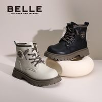 百亿补贴：BeLLE 百丽 儿童马丁靴男女童秋冬季英伦风时尚洋气百搭时装靴加绒保暖靴