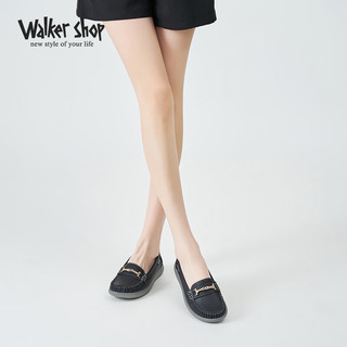 Walker Shop 奥卡索 女鞋2024女士豆豆鞋女休闲乐福鞋女浅口单鞋子女C141009 黑色 37