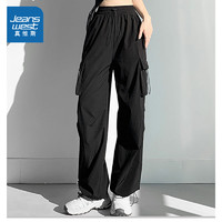 JEANSWEST 真维斯 KC真维斯工装裤女秋季2024新款 女式高腰休闲裤潮流伞兵运动裤女