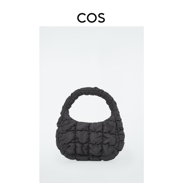 COS 韩喜 女士 绗缝纹理拉链式指尖云朵包黑色20231171064001