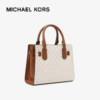 MICHAEL KORS 迈克·科尔斯 迈克.科尔斯（MICHAEL KORS）奢侈品MK女包 HAMILTON锁头包 手提斜挎包 香草白/橡果棕 小号