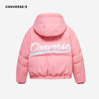 Converse 匡威童装女童短款羽绒服儿童休闲上衣外套 烛光桃 120/60