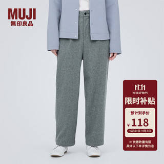 MUJI 無印良品 女式 弹力起毛抽褶裤 BE1P0C3A