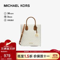 MICHAEL KORS 迈克·科尔斯 迈克.科尔斯（MICHAEL KORS）奢侈品MK女包 MERCER老花琴谱包托特包 手提斜挎包 香草白/橡果棕