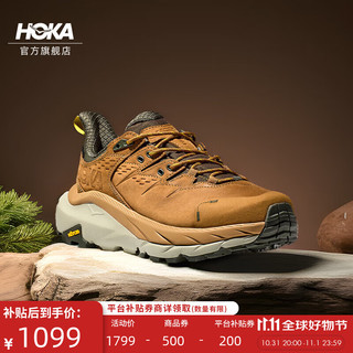 HOKA ONE ONE 男女款秋冬卡哈低帮徒步鞋KAHA LOW GTX户外防水版 蜜色/麦青色-男