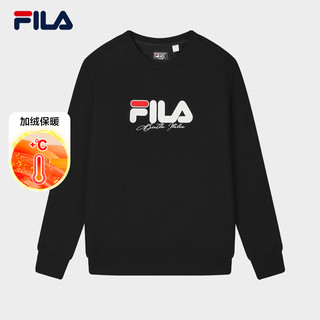 FILA 斐乐 情侣圆领加绒卫衣男2024秋季新款男女同款休闲宽松上衣