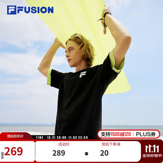 FILA FUSION 斐乐官方潮牌情侣短袖T恤男女潮流圆领多彩2024运动休闲上衣