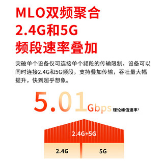 水星（MERCURY） BE5100 WiFi7千兆双频无线路由器2.5G网口 5颗信号放大器 兼容wifi6游戏加速 双频聚合 幻影B510G