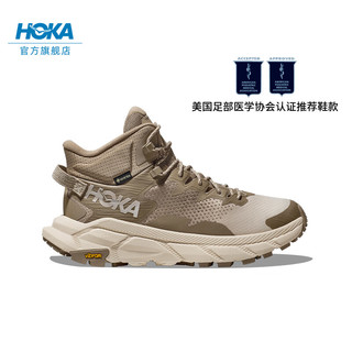 HOKA ONE ONE 男女款夏季中帮轻量舒适防水户外徒步鞋TRAIL CODE GTX 沙色/蛋酒色-男 43