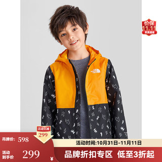 THE NORTH FACE 北面 童装小童冲锋衣防水外套春夏新款户外|53D6 5K6/黑色/黄色 120/5T