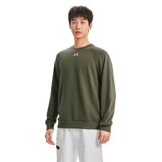 安德玛（UNDERARMOUR）Rival男子抓绒运动休闲圆领卫衣1379755 幽绿色390 XL