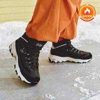 SKECHERS 斯凯奇 加绒女鞋高帮鞋老爹鞋复古潮流绑带秋冬季