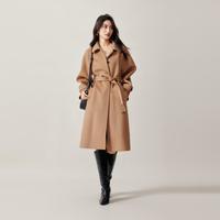 简约韩版翻领收腰腰带毛呢大衣外套女